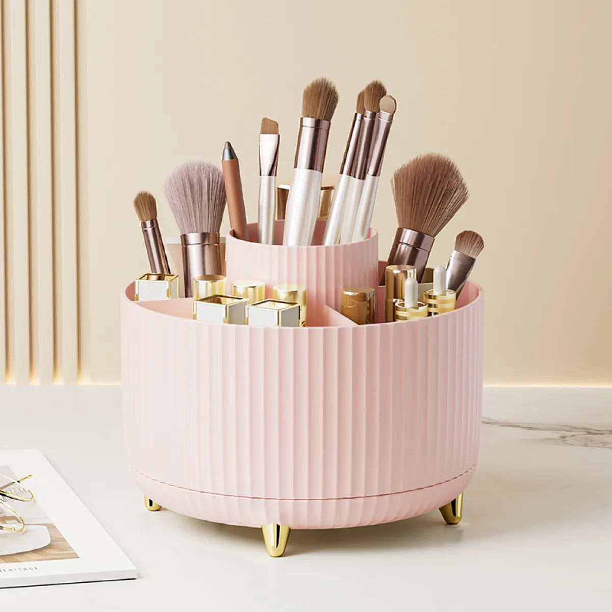 Desktop Swivel Brush Organizer