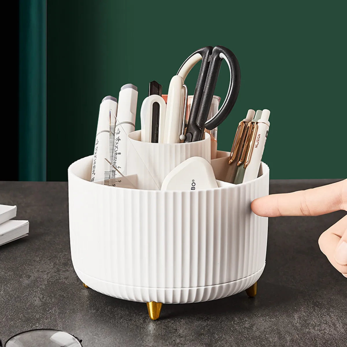 Desktop Swivel Brush Organizer