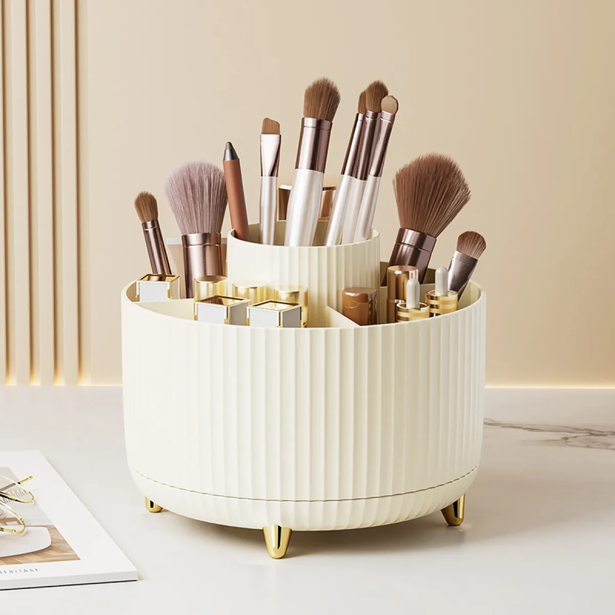 Desktop Swivel Brush Organizer