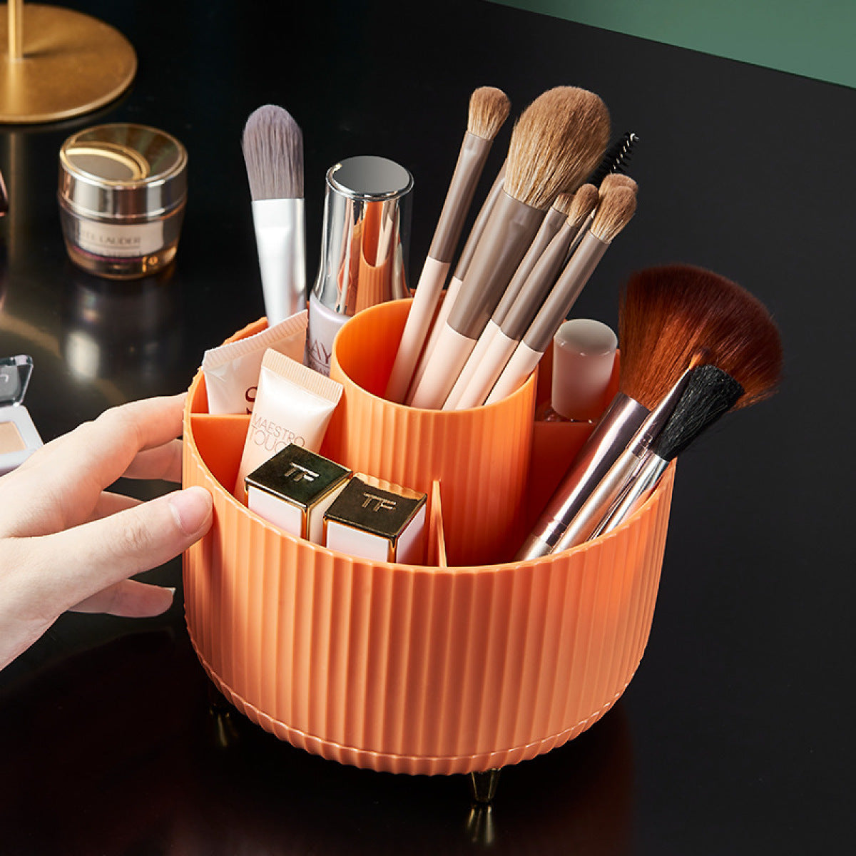 Desktop Swivel Brush Organizer